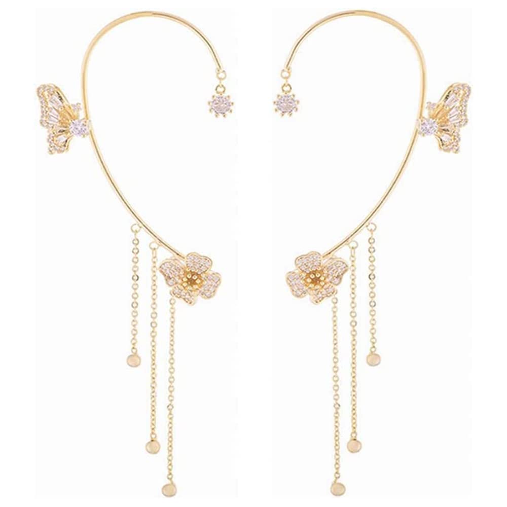Amazon.com: Butterfly Tassel Style Zircon Earrings Shiny Ear